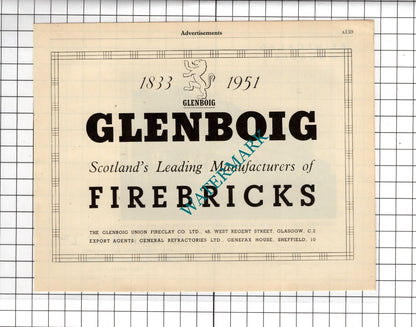 J L Kier & Co Ltd London / Glenboig Union Fireclay Co Glasgow - 1951 Advert