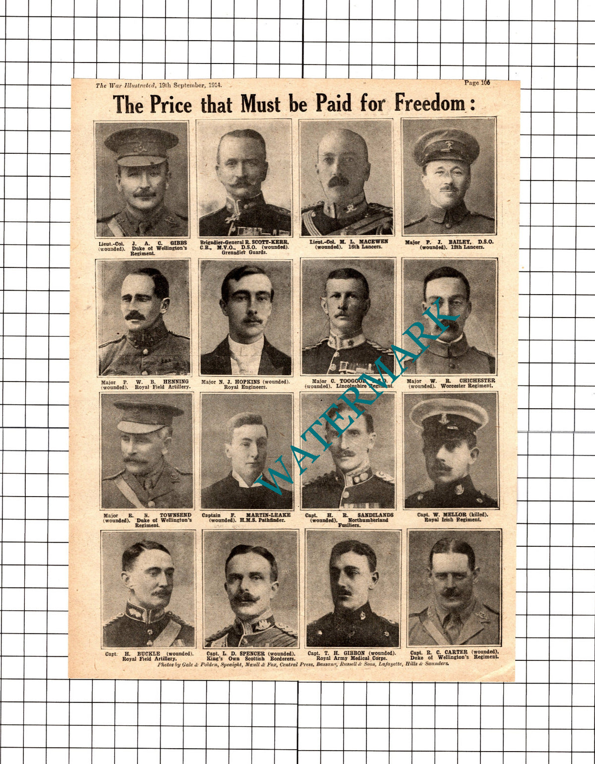 Major Toogood Scott-Kerr Martin-Leake Sandilands Great War - 1914 Clipping