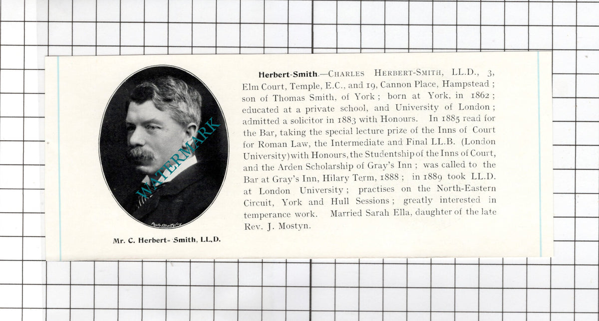 Charles Herbert-Smith York / William Ellis Hume-Williams London  c.1905 Clipping