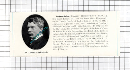 Charles Herbert-Smith York / William Ellis Hume-Williams London  c.1905 Clipping