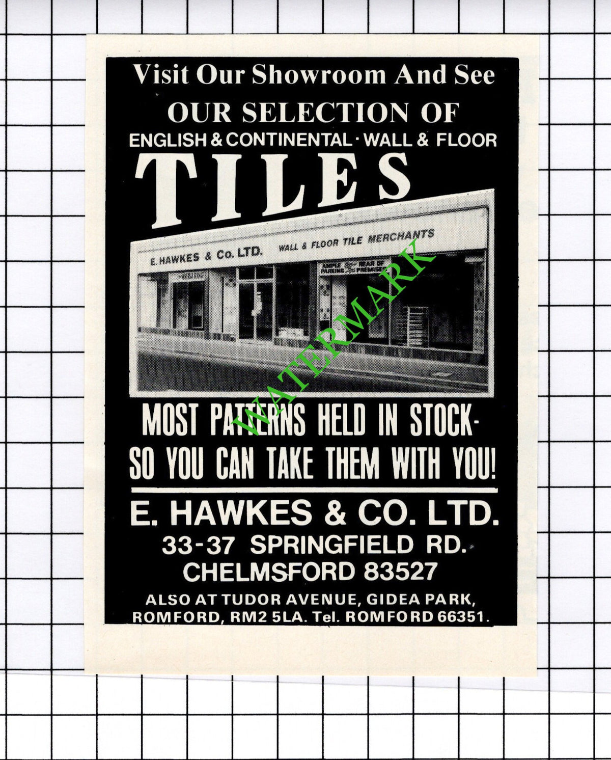 E Hawkes & Co Ltd Chelmsford Essex Small Advert - 1981 Cutting
