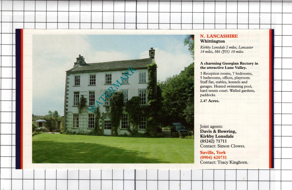West Tytherley Hampshire / Whittington Lancashire Rectory - 1991 House Advert