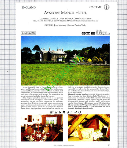 Daneswood House Hotel Shipham  / Aynsome Manor Cartmel Varley -2001 Cutting