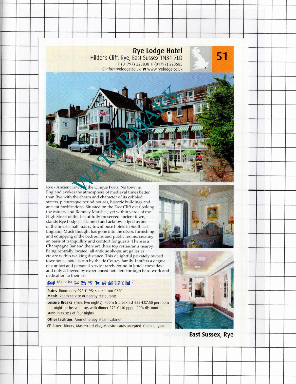 Rye Lodge Hotel Rye Sussex / The Brickwall Hotel Sedlescombe Sussex -2011 Advert