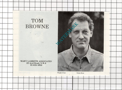 Tom Browne Actor /  Walter Brown Actor - 1986 Advert
