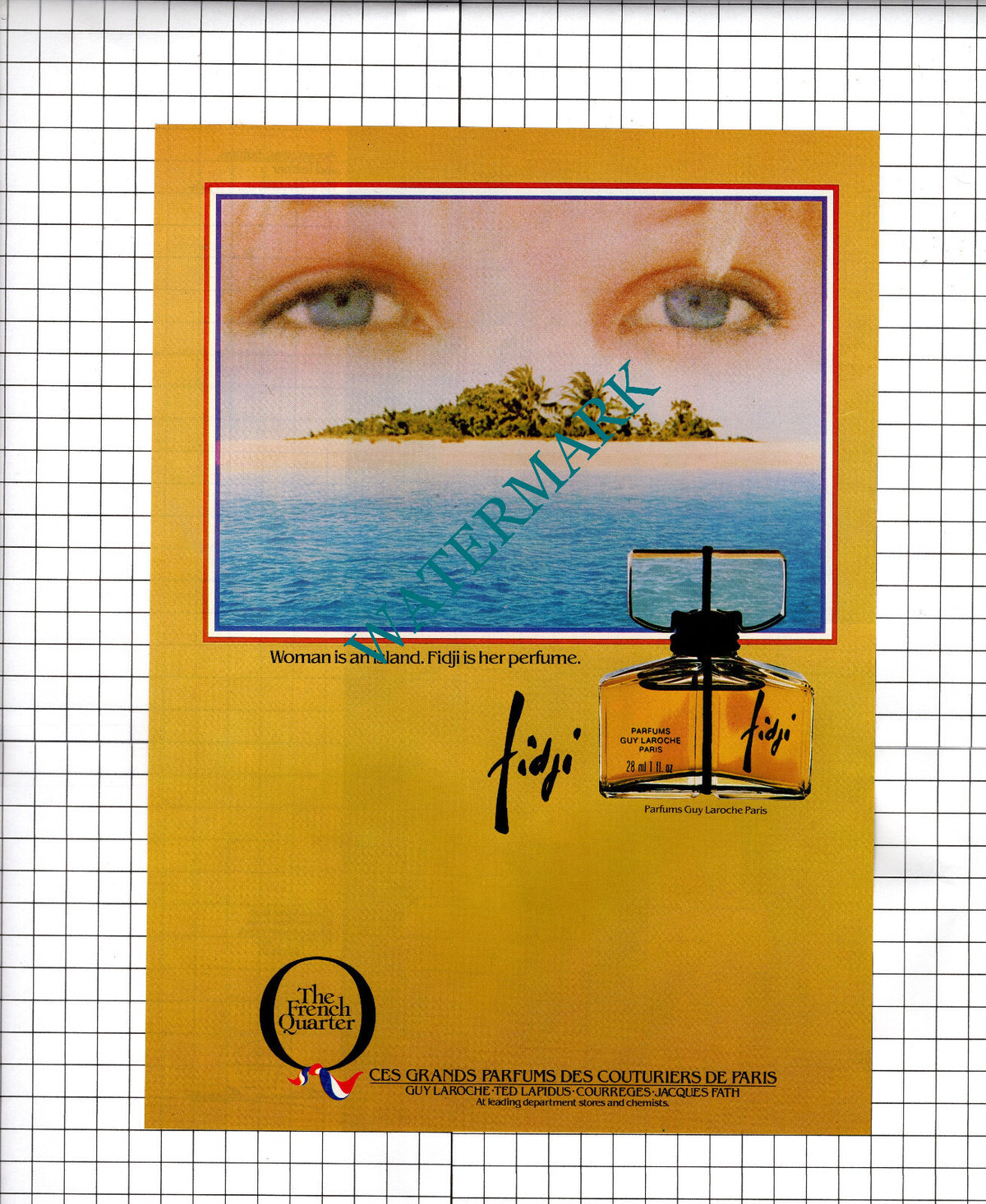 Fidji Guy Laroche Paris Perfume VINTAGE ADVERT - 1980