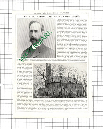 Rev F M Hauxwell Carluke / James Brown Provost of Lanark  - 1904 Article