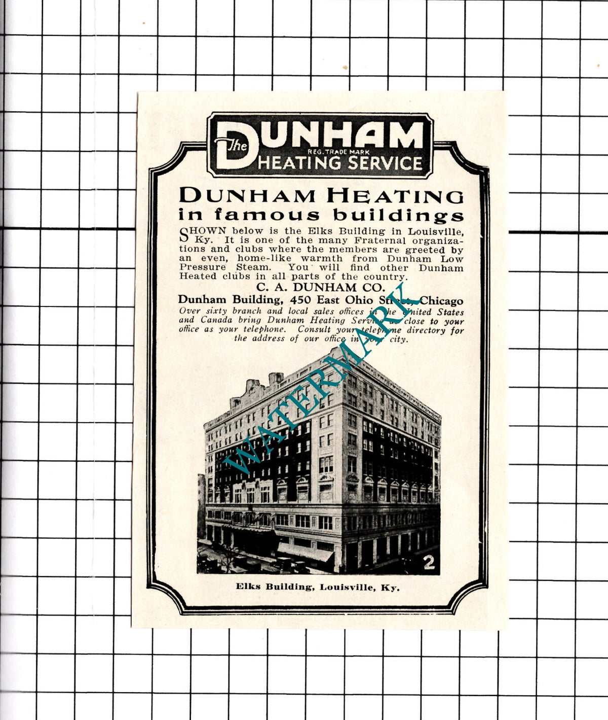 Elks Building Louisville Kentucky Dunham Heating - 1926 Small Advert