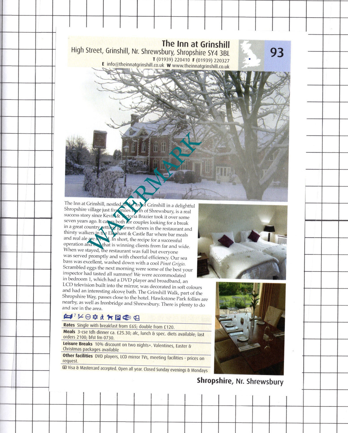 The Inn At Grinshill / The Clive Bar Ludlow Shropshire  - 2011 Advert