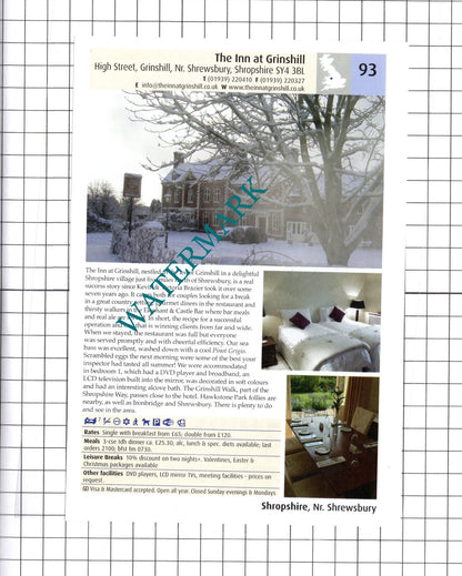 The Inn At Grinshill / The Clive Bar Ludlow Shropshire  - 2011 Advert