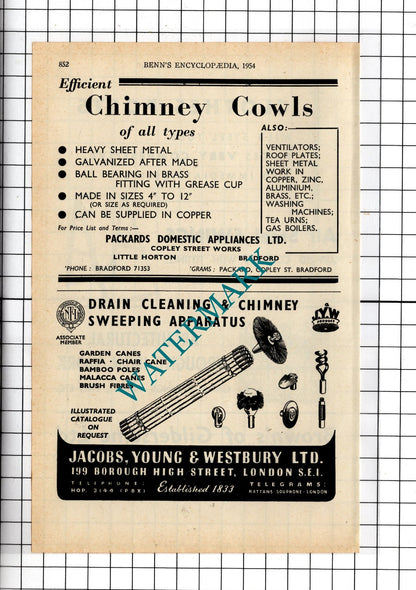 Brown's Of Gildersome Ltd Morley Leeds / Jacobs Young & Westbury - 1954 Advert
