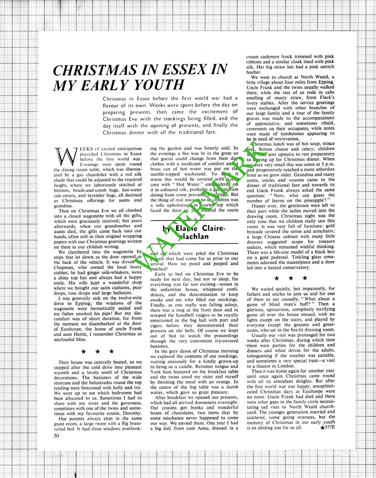 Elaine Claireclachlan Claire-Clachlan Christmas Memories - 1972 Article