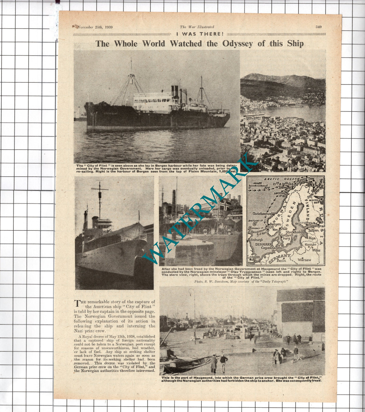 City of Flint American Ship World War Two  WW2 - 1939 Clipping