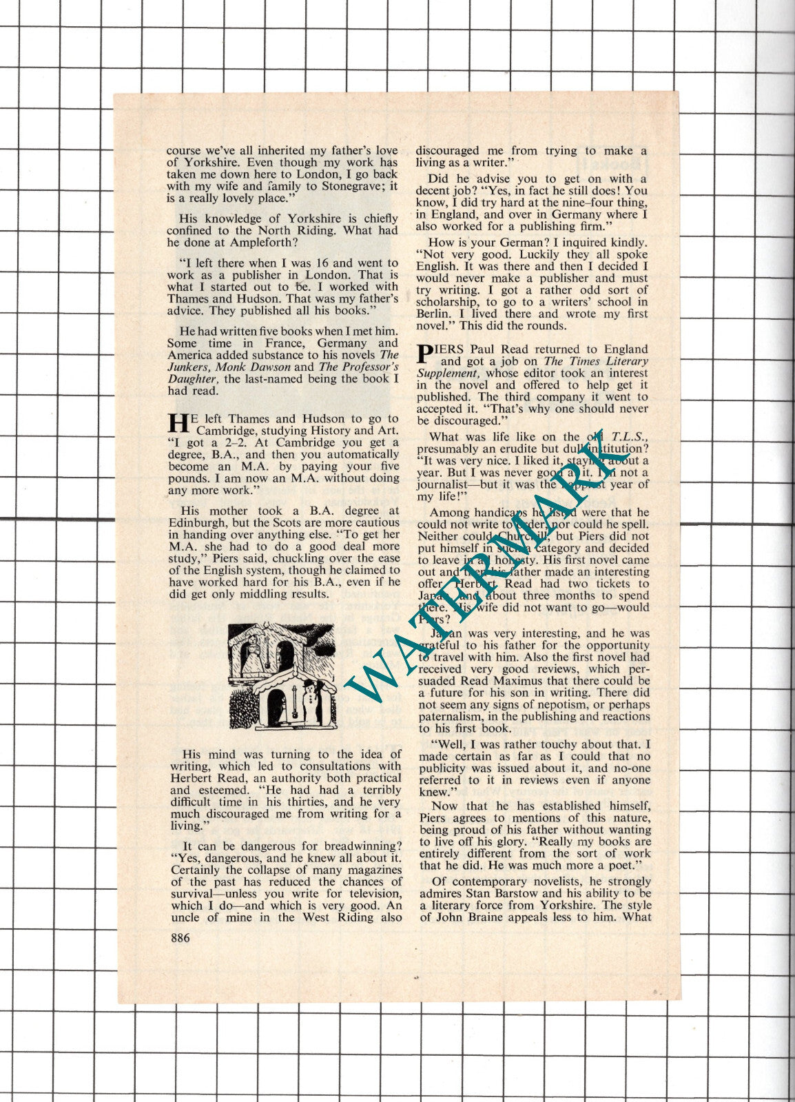 Piers Paul Read Novelist - 1974 Small Article