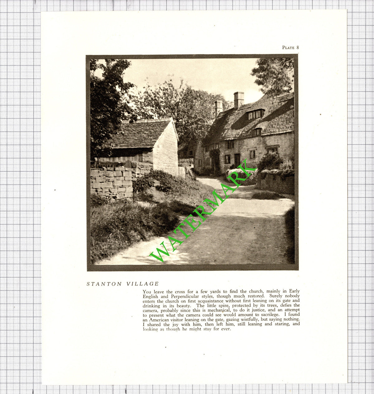 Stanton Village Gloucestershire - 1940's Cutting / Print