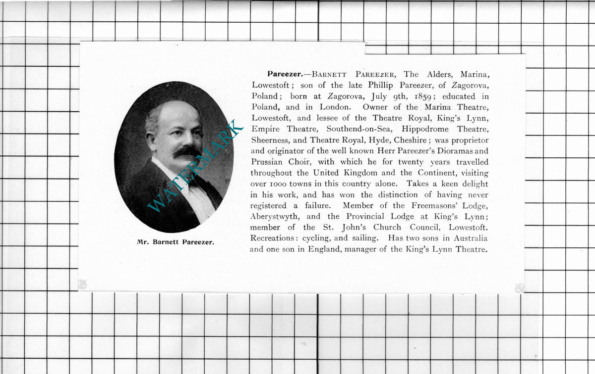 Charles William Perry Orwell House / Barnett Pareezer  Lowestoft  1911 Clipping