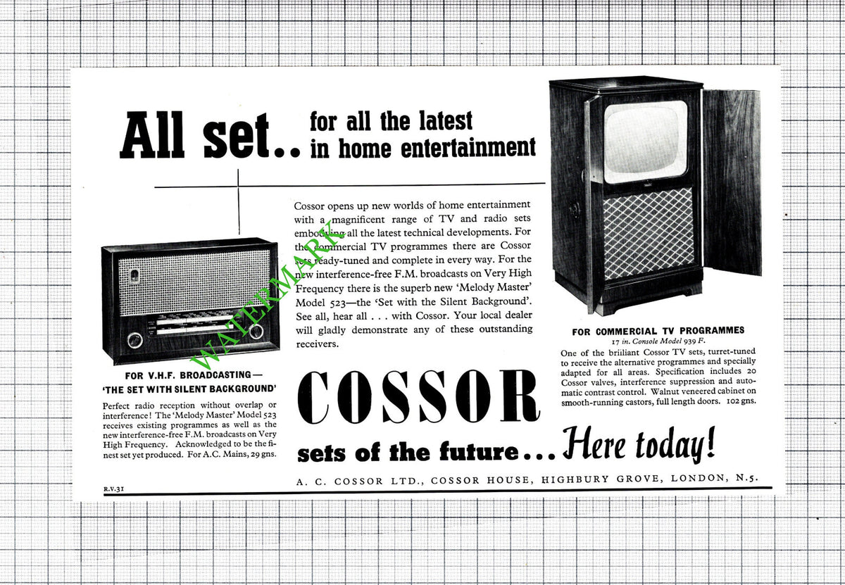 A C Cossor Ltd London ADVERT   - 1956 Cutting