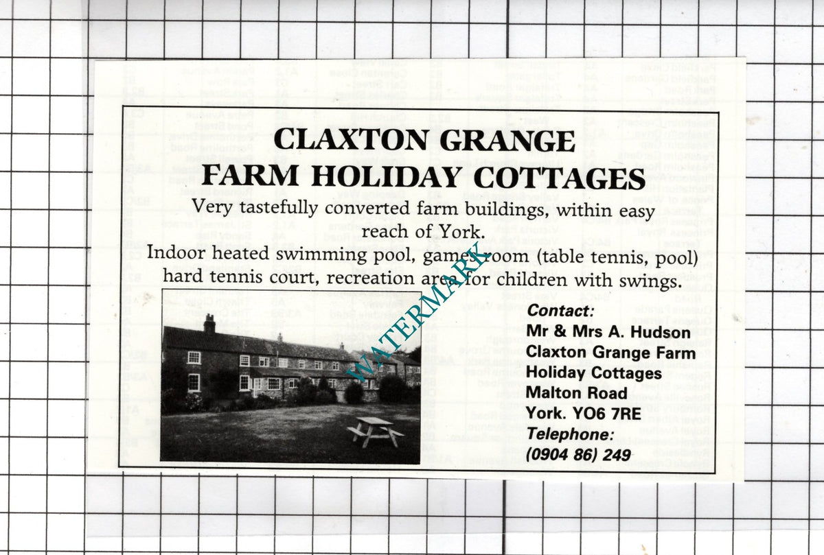 Claxton Grange Farm York Yorkshire Mr & Mrs A Hudson  - c.1980  Advert