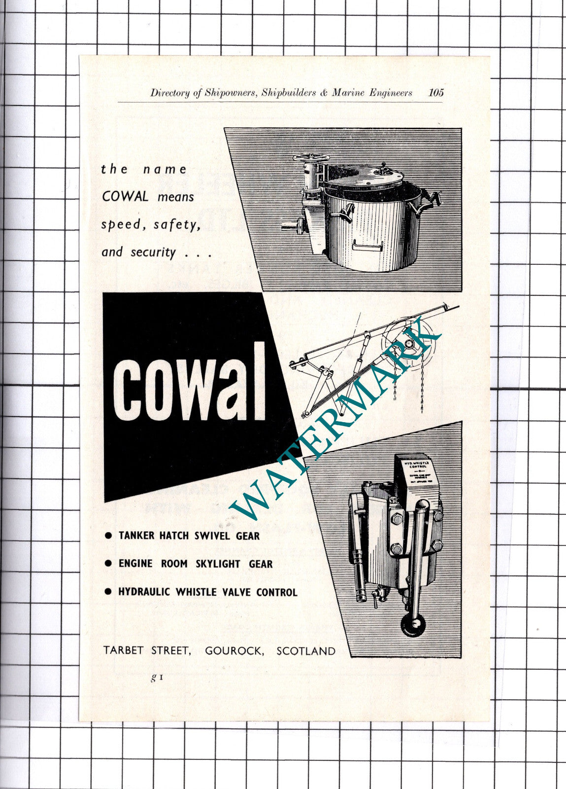 Cowal Tarbet Street Gourock Scotland Advert - c.1957 Clipping / Print