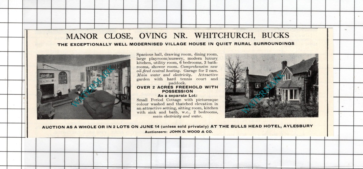 Manor Close Oving Buckinghamshire -   House Sale Advert - 1967