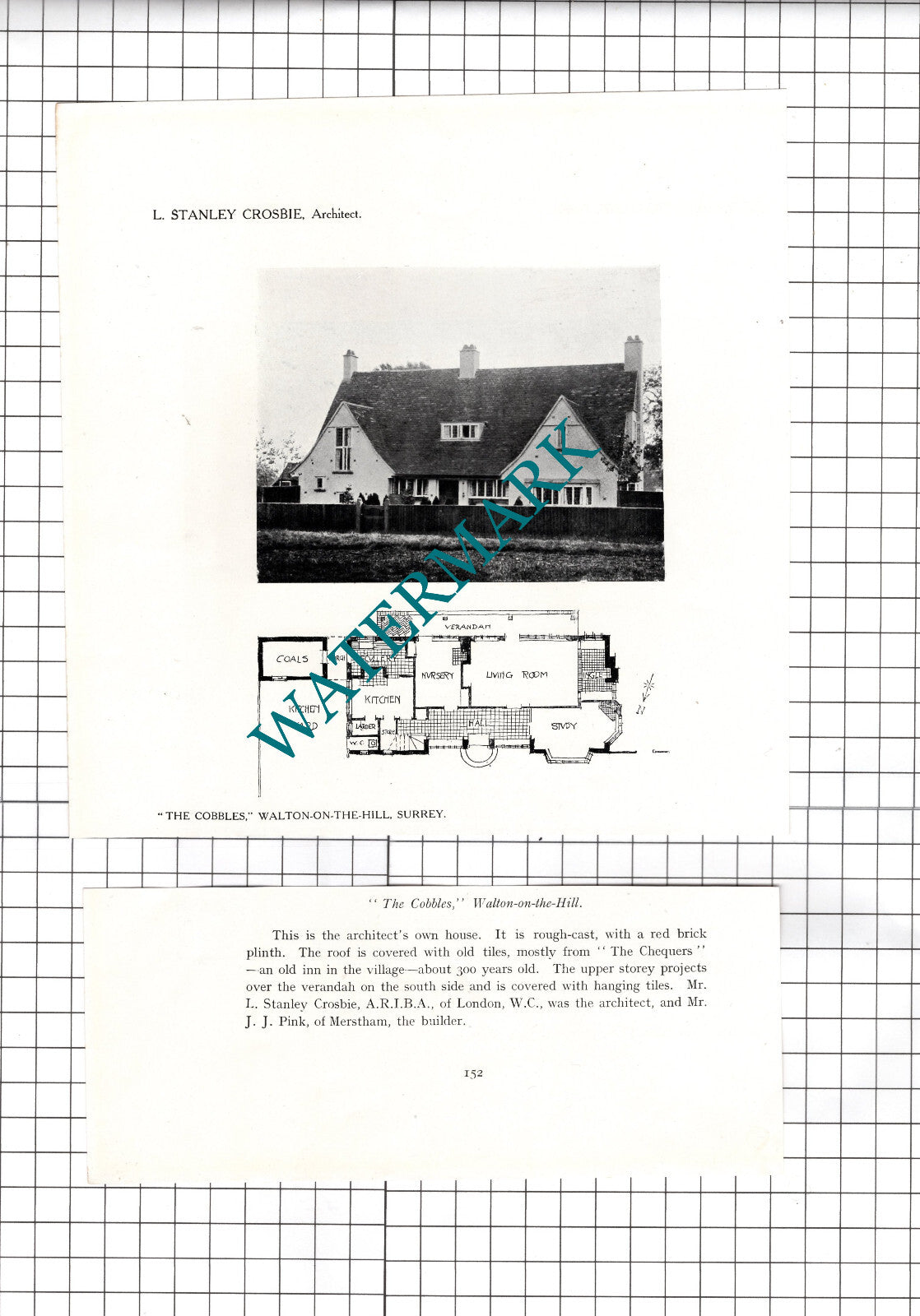 The Cobbles Walton-on-the-Hill  Surrey Stanley Crosbie - 1911 Two-Part Cutting
