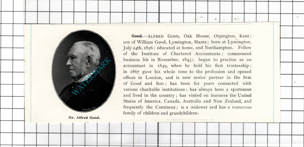 Mr Alfred Good Oak House Orpington Kent Lymington - c.1905 Clipping