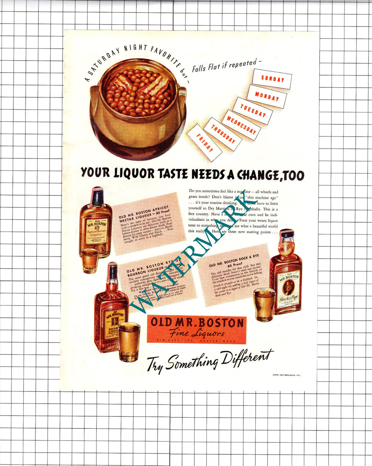 Studebaker Car Advert / Old Mr Boston Liquor Advert - 1937 Clipping/ Print