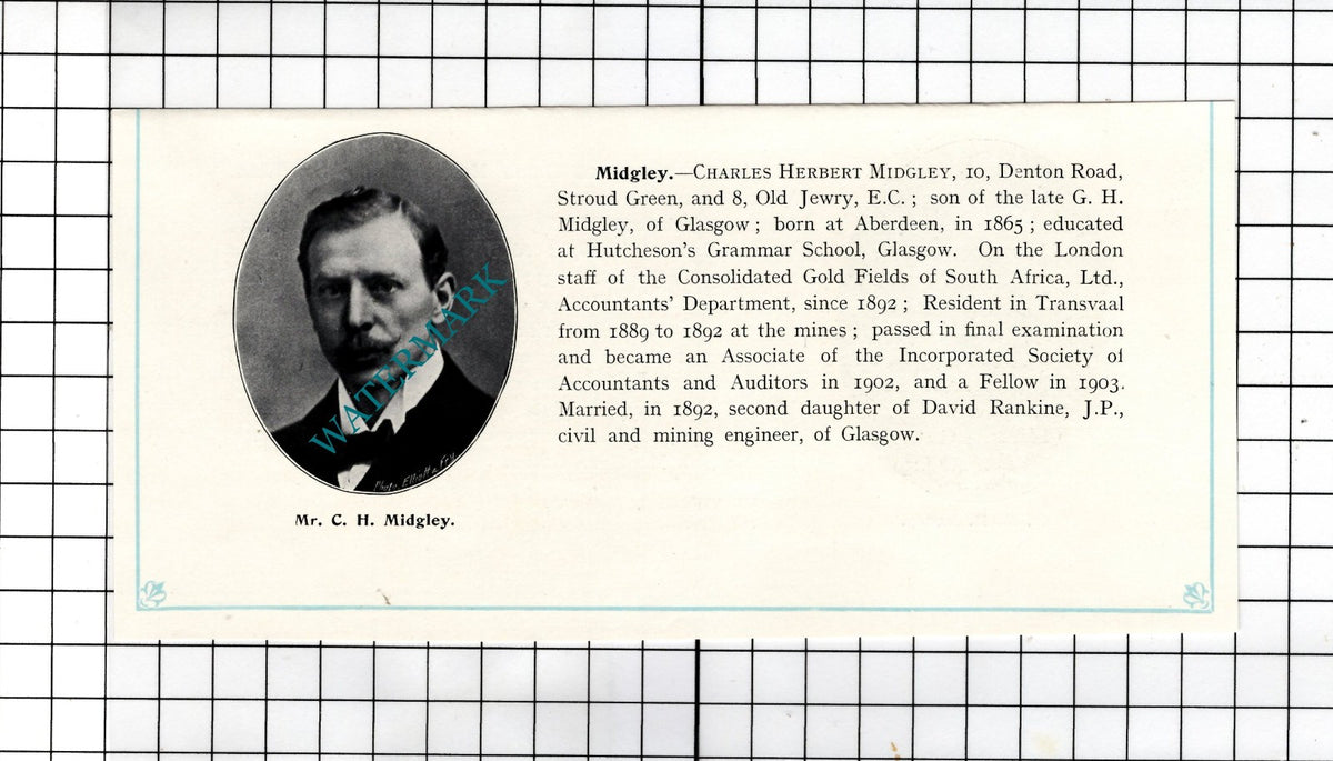 Charles Herbert Midgley Aberdeen / Montague Harry Moody London - c.1905 Clipping