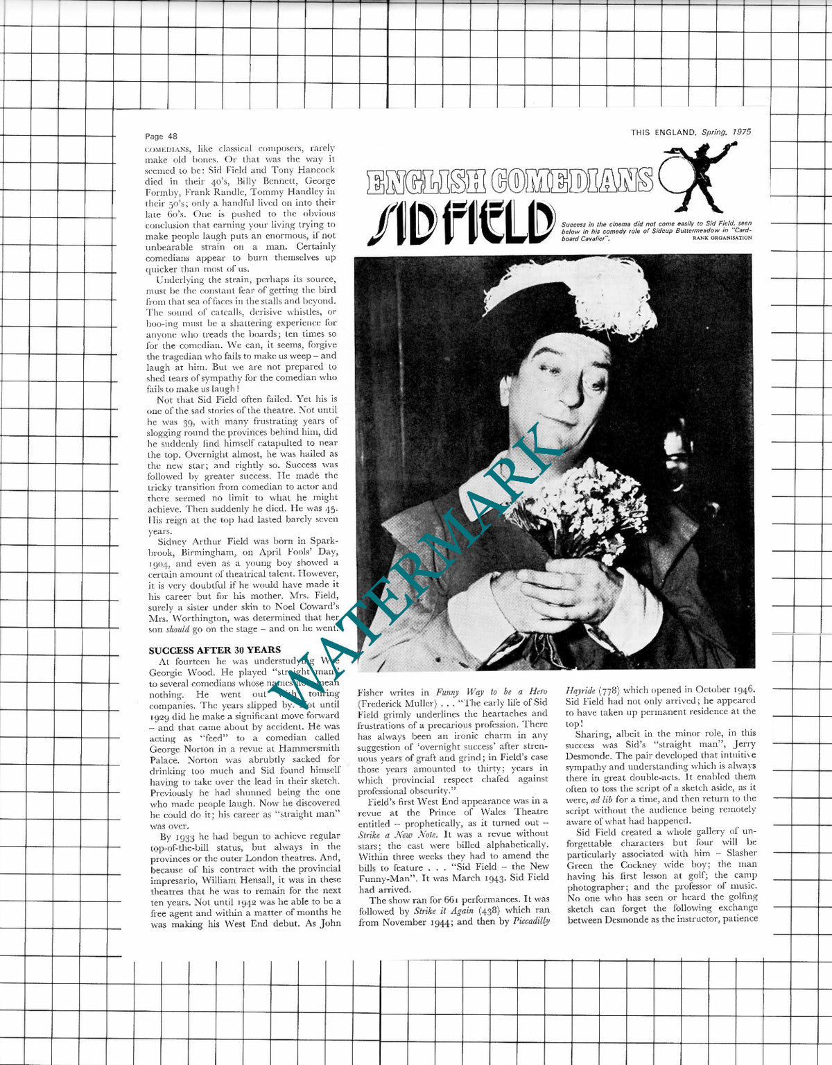 Sid Field Comedian - 1975 Article
