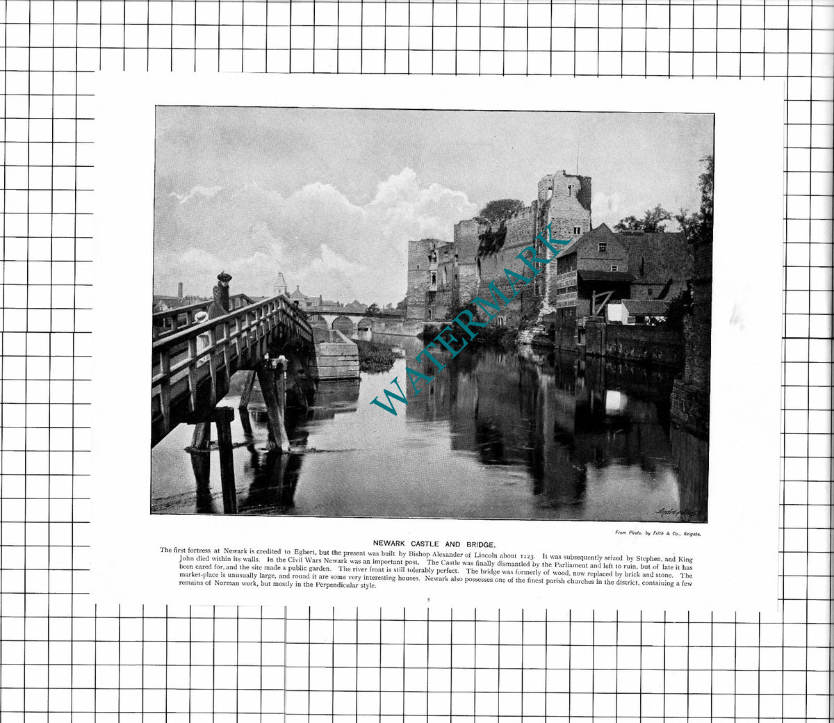 Newark Castle / Lichfield Cathedral  Staffordshire   - c.1900 Cutting/ PRINT