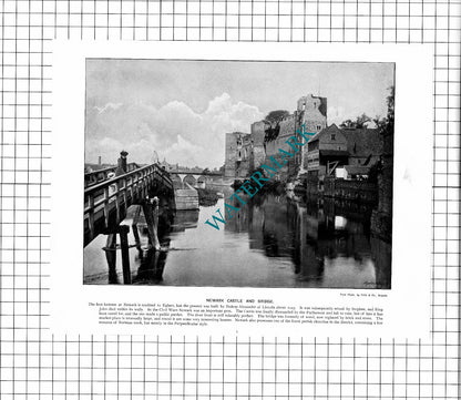 Newark Castle / Lichfield Cathedral  Staffordshire   - c.1900 Cutting/ PRINT