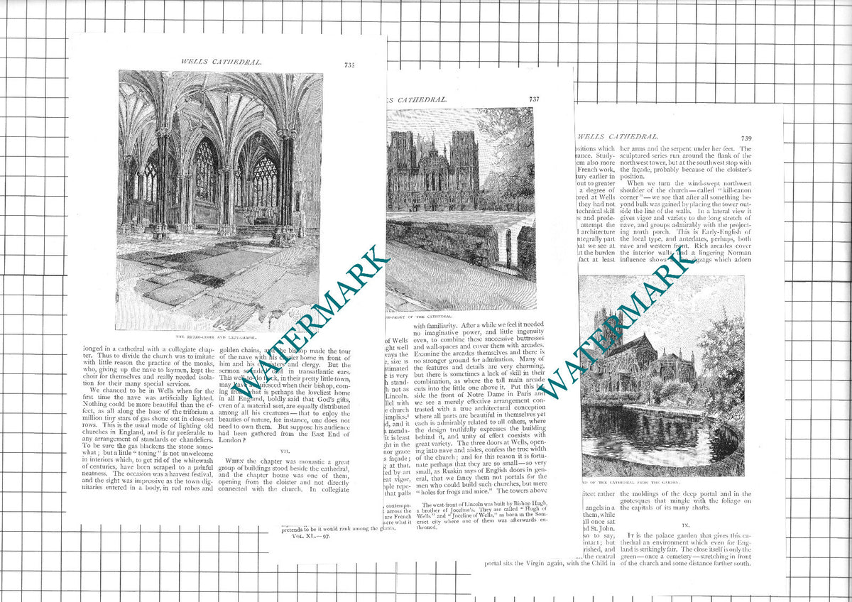 Wells Cathedral  England - 1890 Article