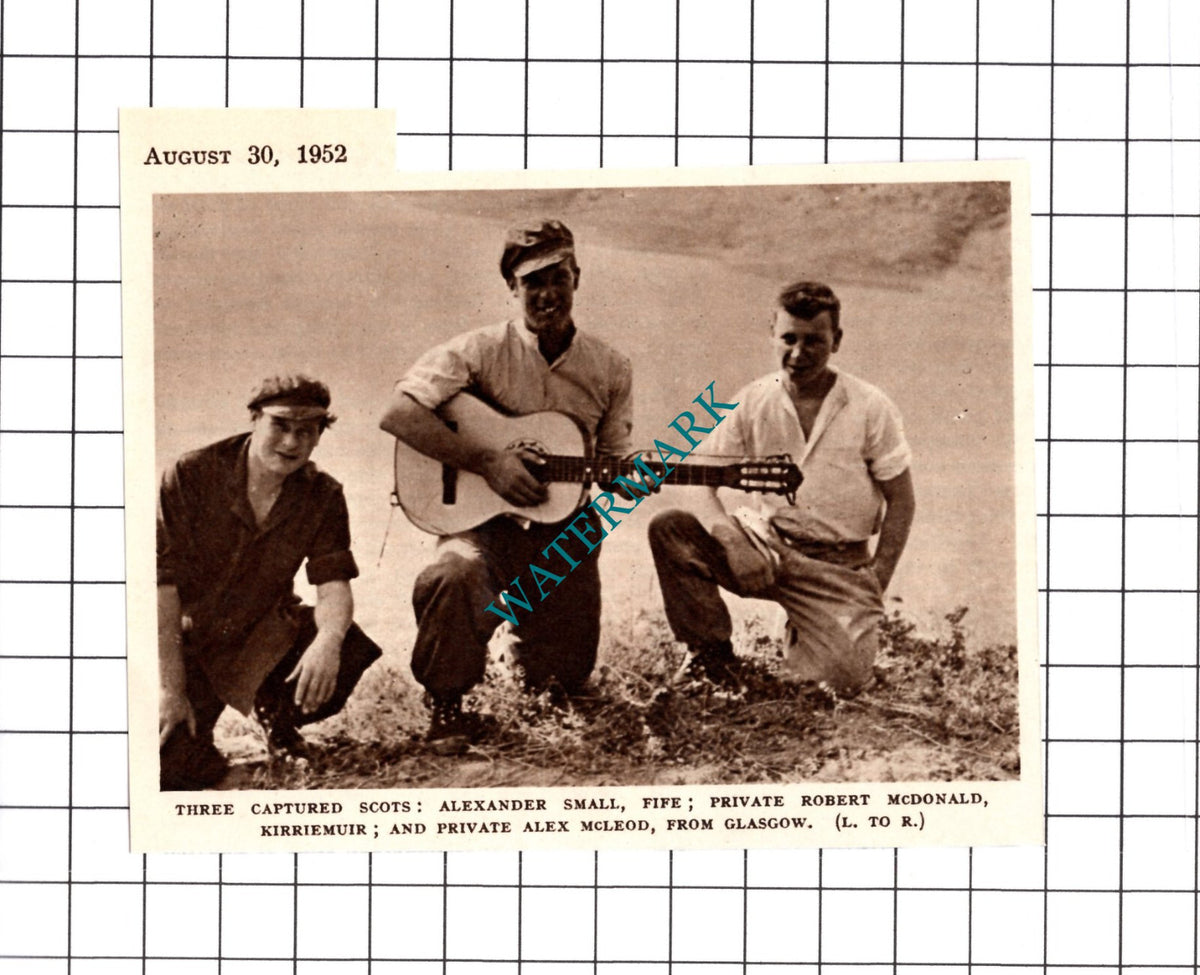 Alexander Small Fife Robert McDonald Kirriemuir McLeod Glasgow POWs 1952 Cutting