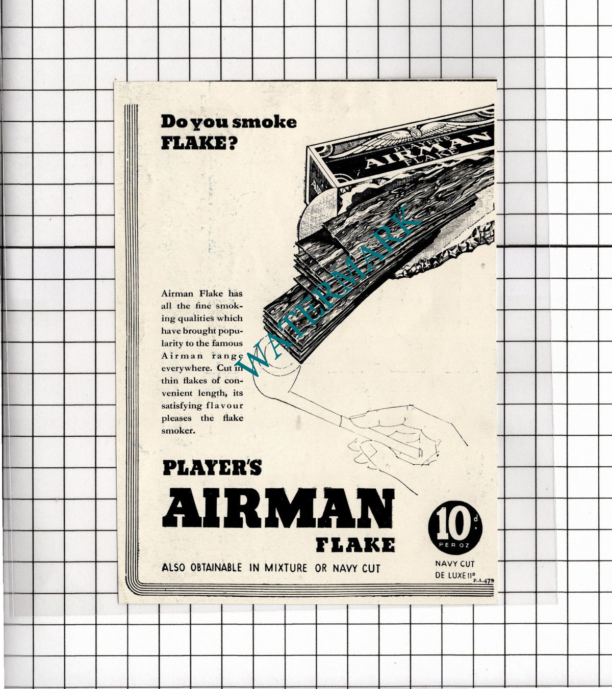 Player's Airman Flake Tobacco ADVERT  -1936 Clipping