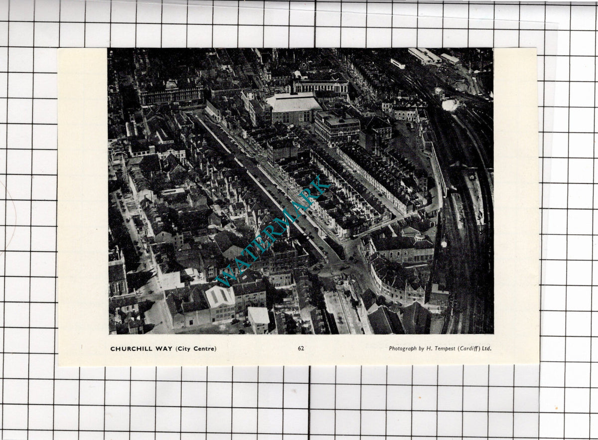 Cardiff Docks / Churchill Way Cardiff Wales - 1958 Small Cutting / Print