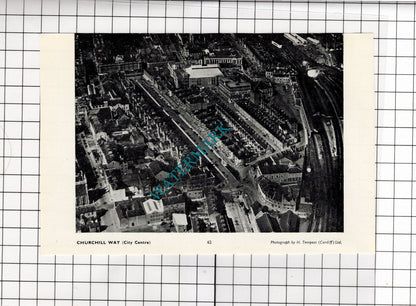 Cardiff Docks / Churchill Way Cardiff Wales - 1958 Small Cutting / Print