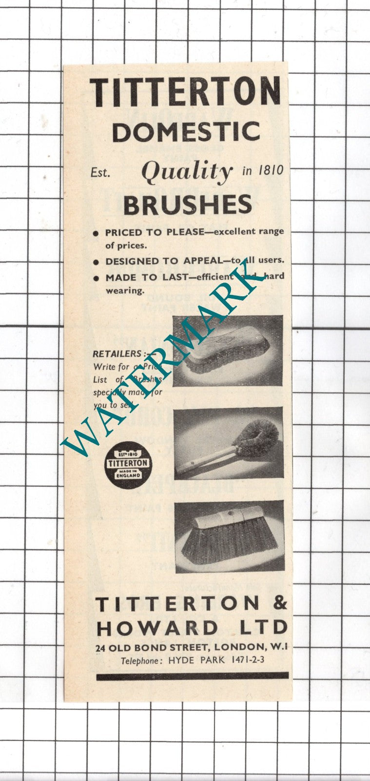 Wareing Bros & Co Ltd Bolton Lancashire / Titterton & Howard Ltd - 1954 Advert
