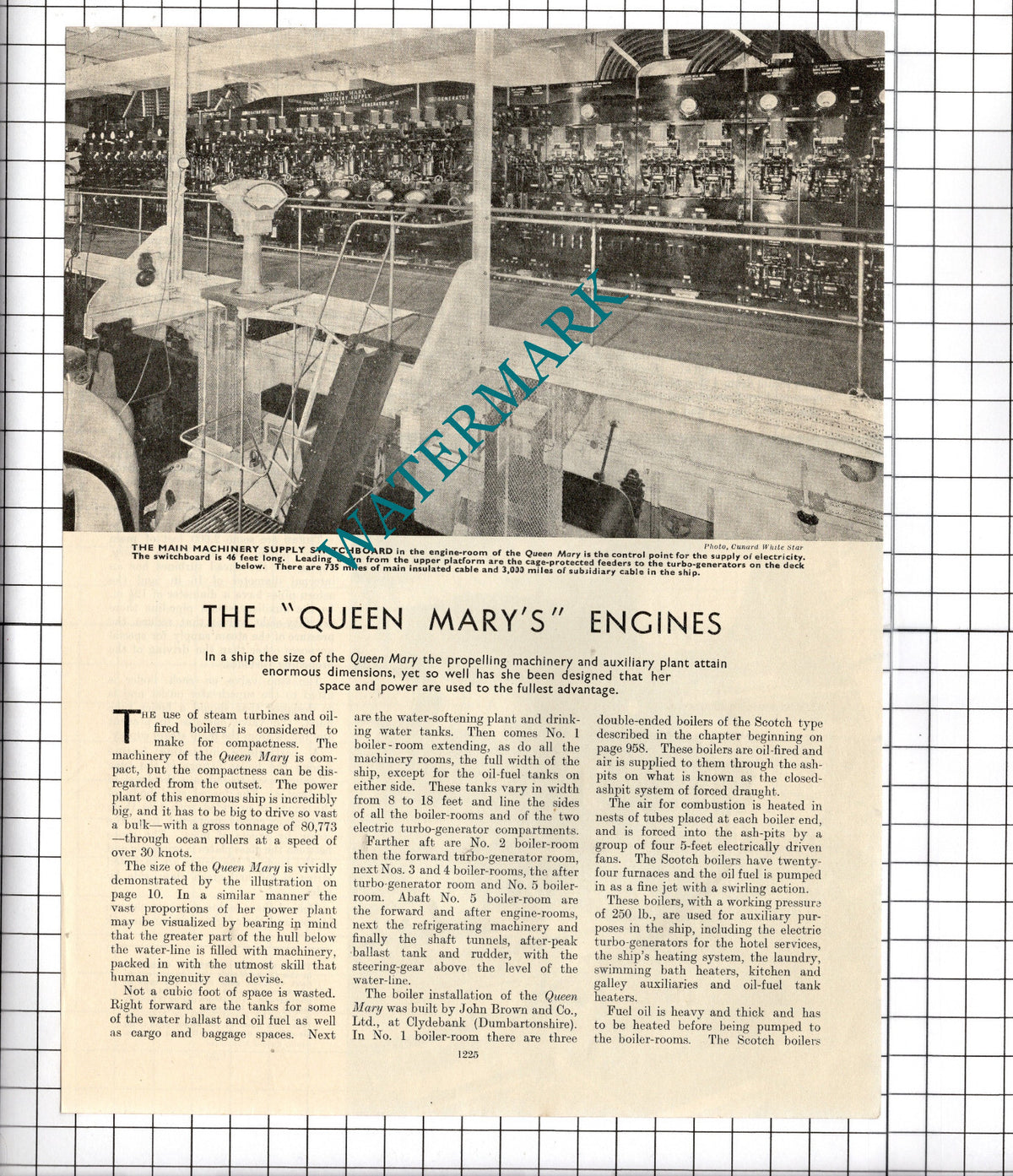 The QUEEN MARY Ship - c.1940's Article / Print