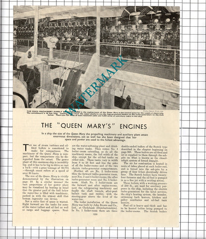 The QUEEN MARY Ship - c.1940's Article / Print
