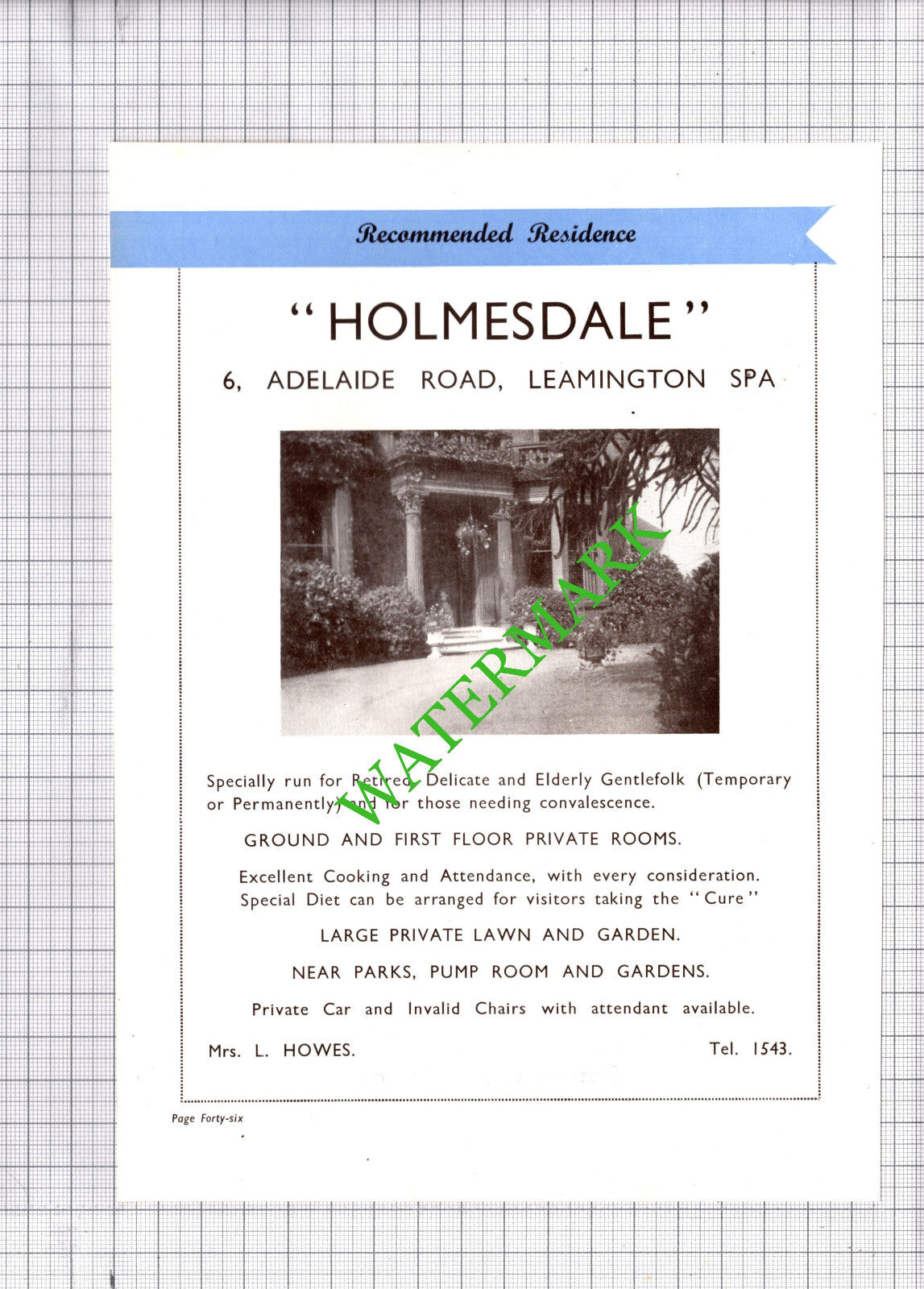 Elmley Lodge Hotel Leamington Spa / Holmesdale Hotel Advert Howes  1930s Cutting
