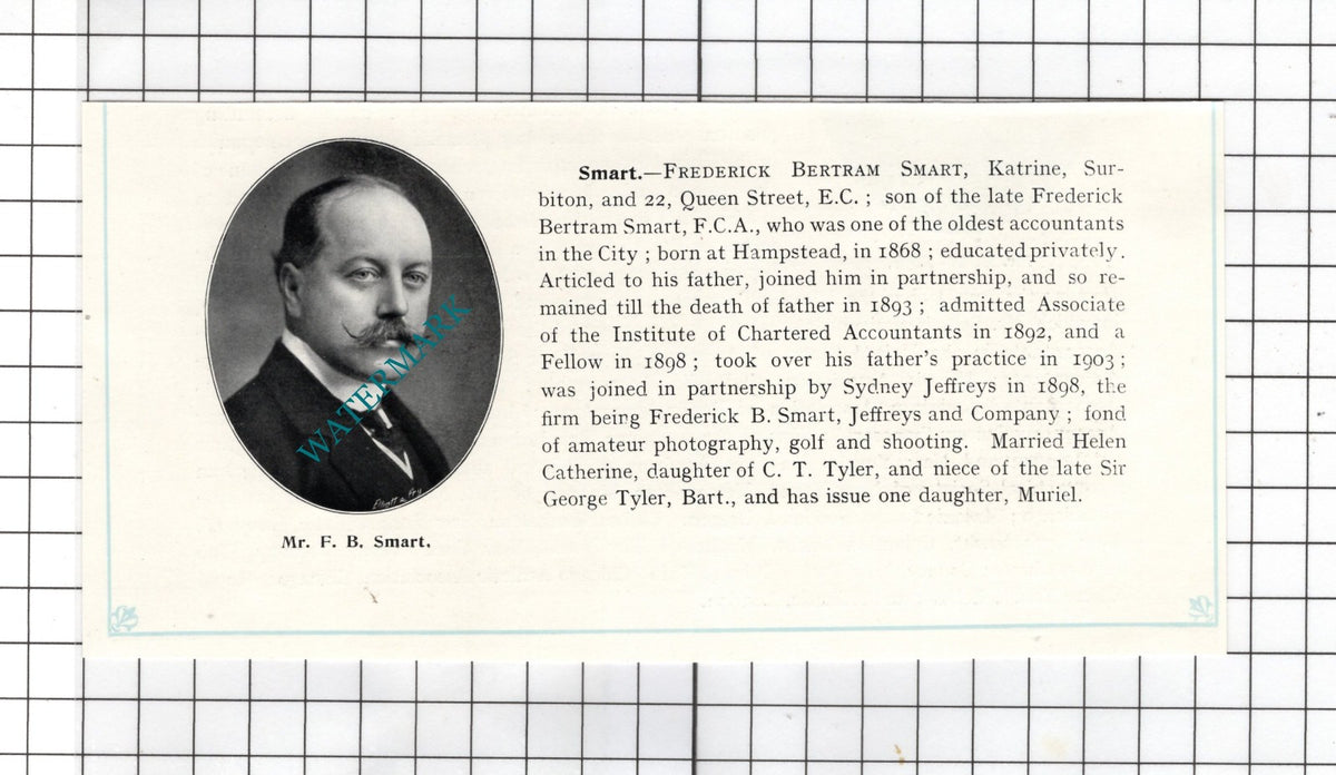 Frederick Bertram Smart Katrine Surbiton Surrey - c.1905 Clipping
