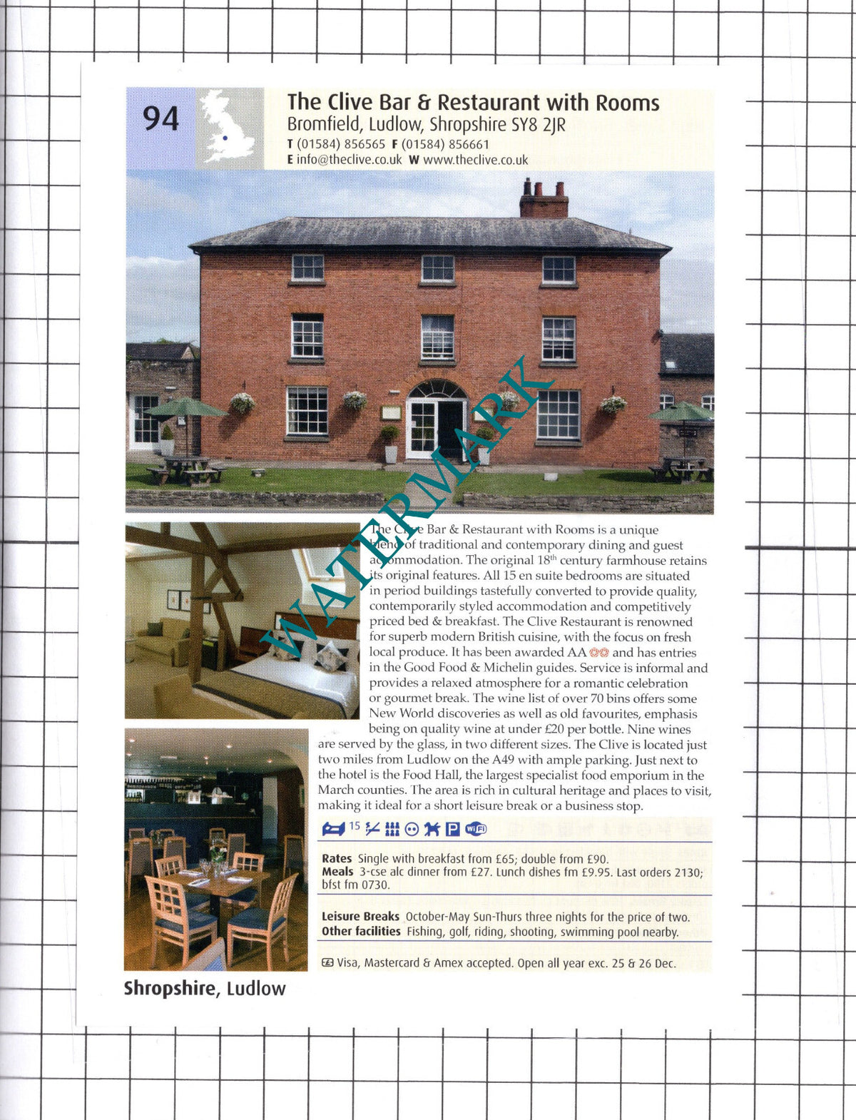 The Inn At Grinshill / The Clive Bar Ludlow Shropshire  - 2011 Advert