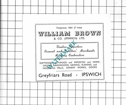 William Brown & Co Ipswich Suffolk / R C Notcutt Woodbridge  - 1952 Small Advert
