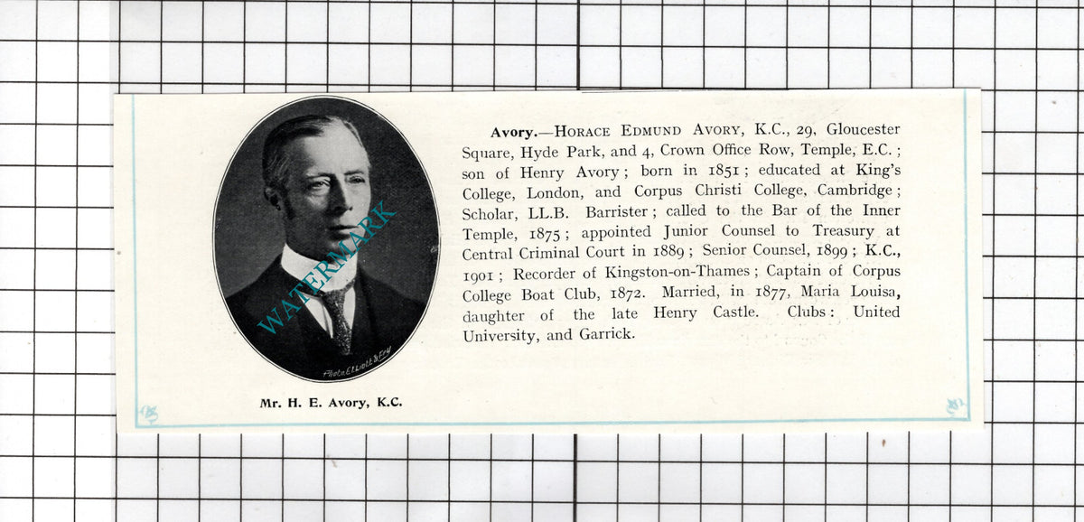 Mr Horace Edmund Avory KC - 1905 Clipping