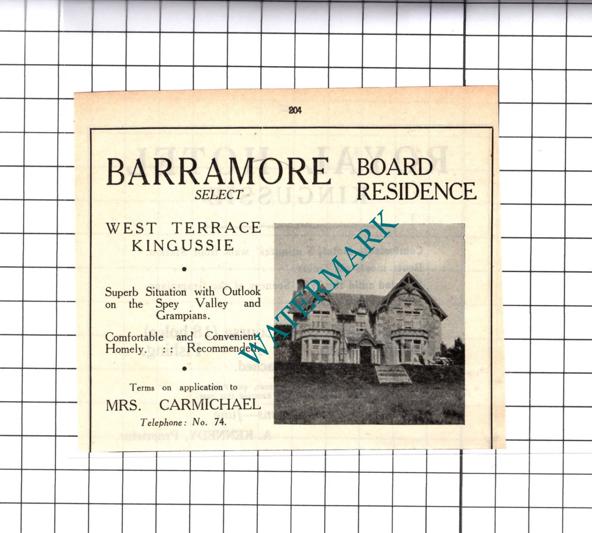 Barramore Kingussie Mrs Carmichael Small Advert - 1939 Cutting