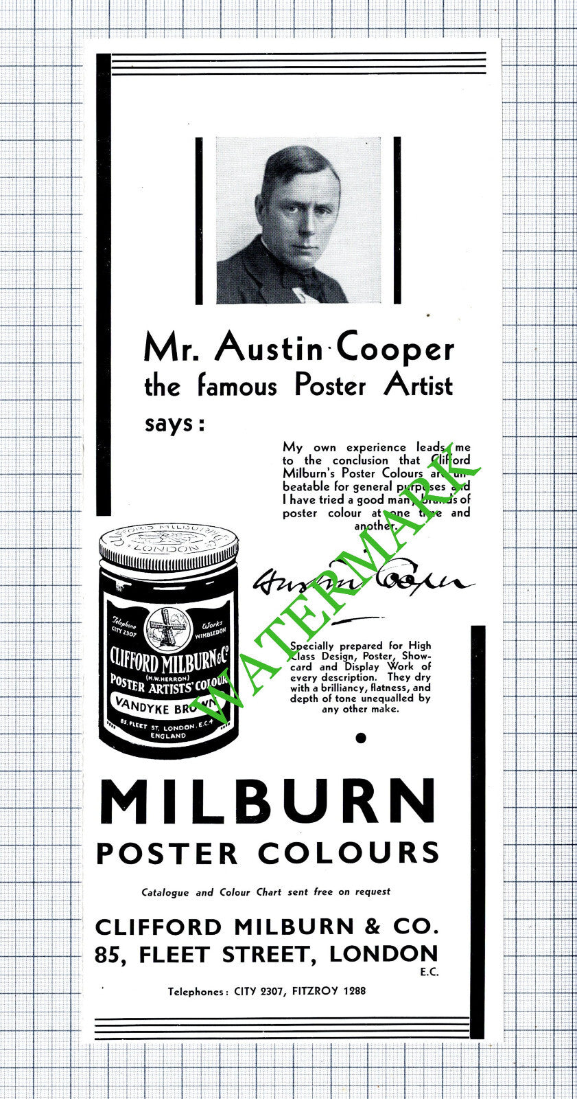 Mr Austin Cooper Clifford Milburn & Co London Advert - 1930s Cutting / Print