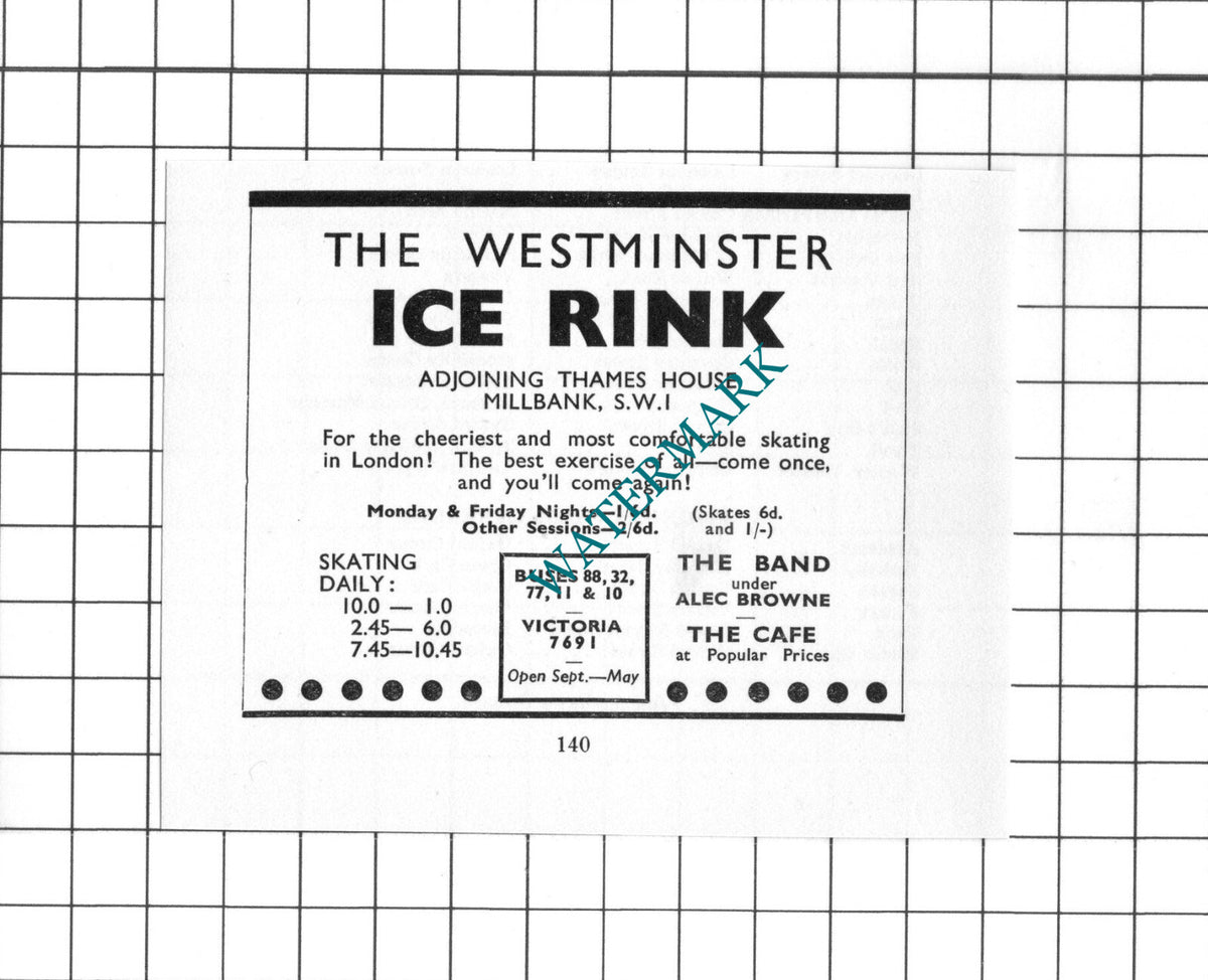 The Westminster Ice Rink London  - 1939 Small Advert