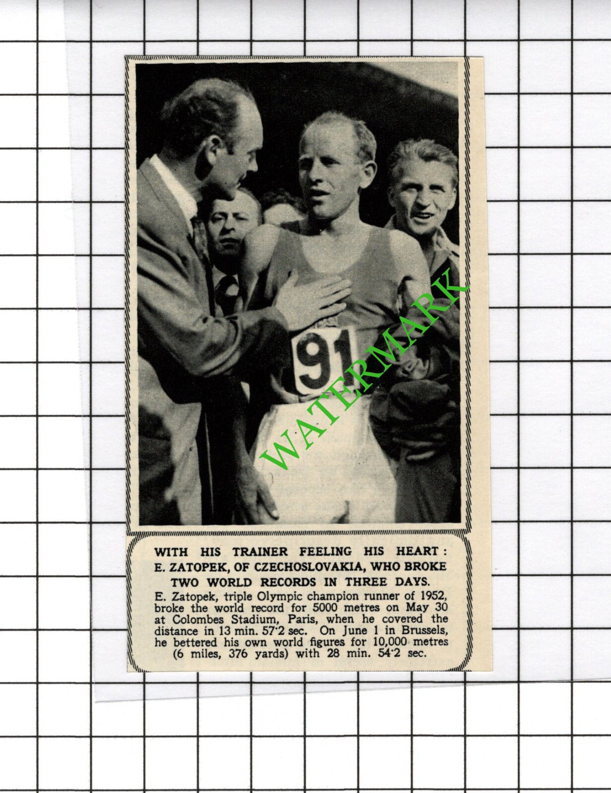 E Zatopek Runner   -  1954 Small Cutting