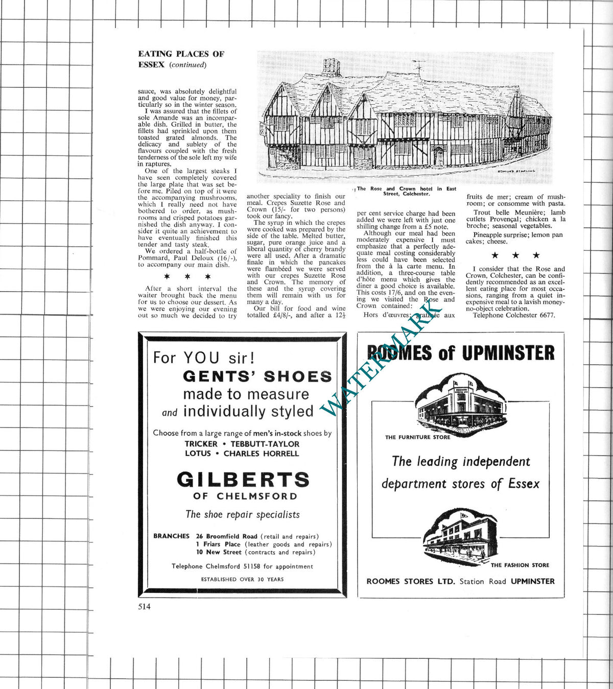 The Rose and Crown Hotel Colchester Essex - 1967 Clipping