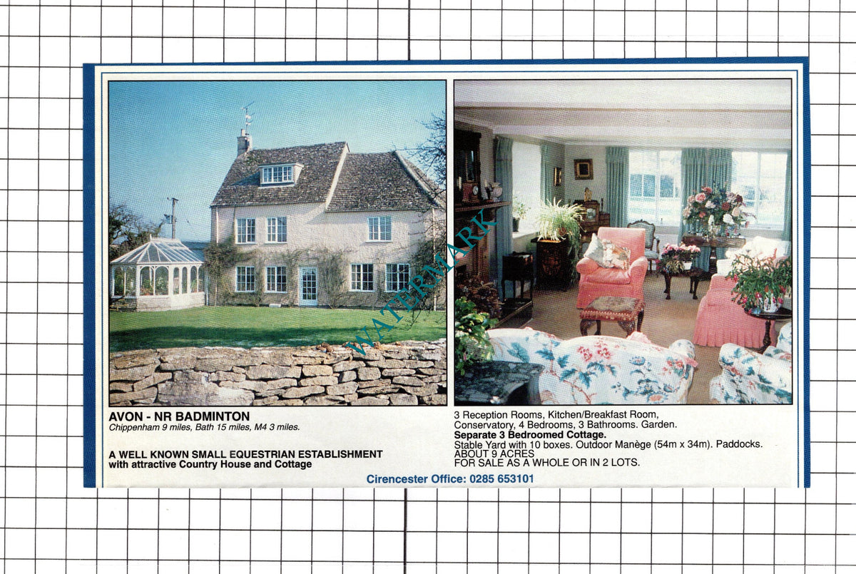 Badminton Avon House Sale Advert  - 1994 Clipping / Print